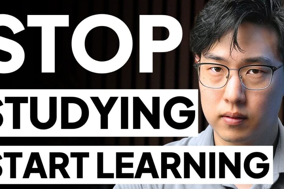 Justin Sung explaining why studying does not equal learning in a long-form YouTube lecture.